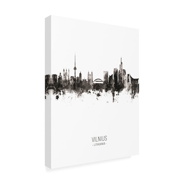 Michael Tompsett 'Vilnius Lithuania Skyline Portrait II' Canvas Art,14x19